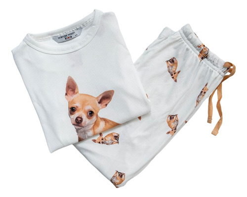 Pijama Unica Con Estampado De Chihuahua Pelo Corto