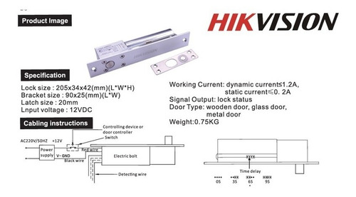 Hembrilla Electrica 800kg Tipo Perno Ds-k4t108 Hikvision