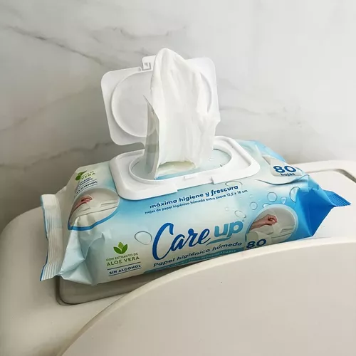 Papel higienico humedo Care Up x80ud con tapa