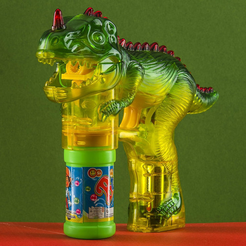 Pistola Burbujas Burbujero Luz Sonido Dinosaurio Niño Y Niña Verde