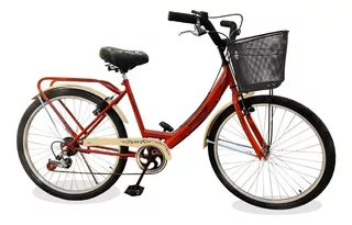 Bicicleta playera femenina ExoBikes Vintage R26 frenos v-brakes color rojo con pie de apoyo