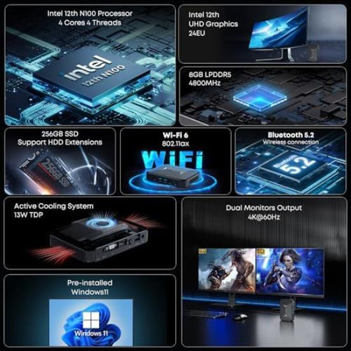 Mini Pc Chuwi 2023 Herobox, Intel 12.ª Generación N100, 256
