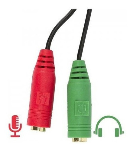 Cabo Adaptador P3(p2 Combo)p/ Fone E Microfone Headset Preto