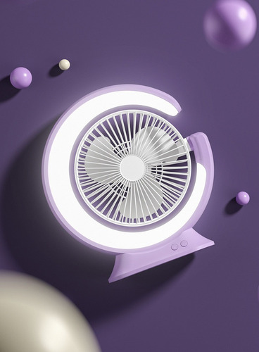 Ventilador De Escritorio Lámpara De Mesa Luna Carga Usb