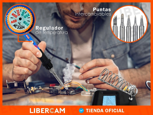 Imagen 6 de 10 de Kit Set Soldador Lapiz Cautin Estaño Desoldado 15 Piezas