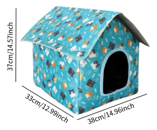 Abrigo Para Gatos De Rua Ao Ar Livre, Casa Para Cães Azul