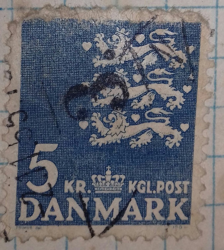 Antiguo Sello 5 Kr Kgl. Post Danmark Leer