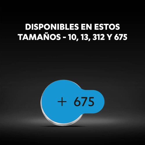 Duracell Pilas Auditivas Tamaño 675, Zinc-aire, 6 Pilas