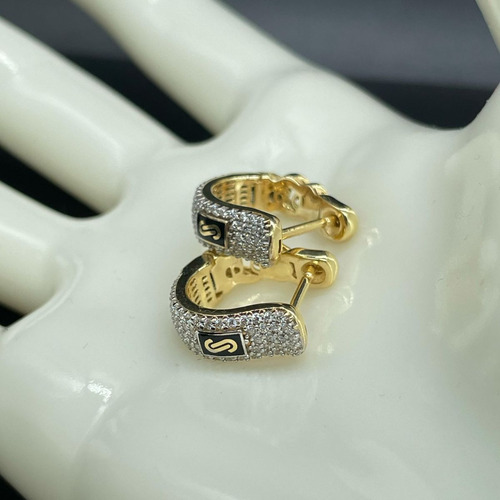 Arracadas Monaco Chain Aretes Oro 14k Con Piedras Swarovski