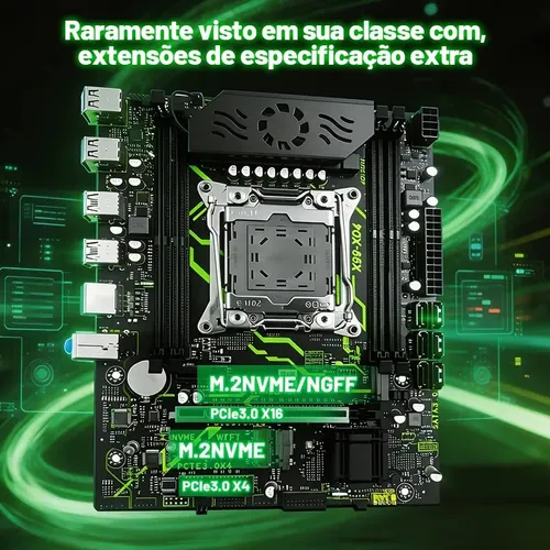 Kit Placa-Mãe SZSJKJ X99 D4 LGA 2011-3 para Processadores Intel