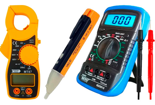 Multímetro Digital Portátil + Alicate Amp + Detector Tensão