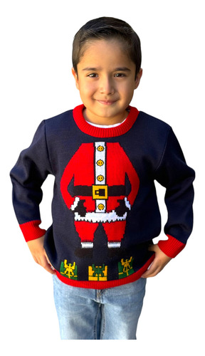 Ugly Sweater / Sueter Navideño Infantil Con Cuerpo De Santa