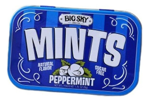 Pastilhas Balas Mints Peppermint Big Sky Lata 50g