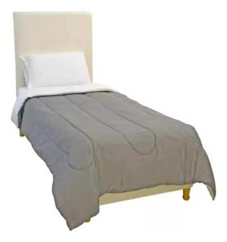 Acolchado Liso Reversible 2 1/2 Abrigado Relleno Invierno Gris Blanco