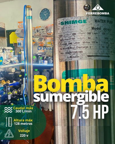 Bomba Sumergible De 7,5 Hp Marca Shimge 6ss10/7