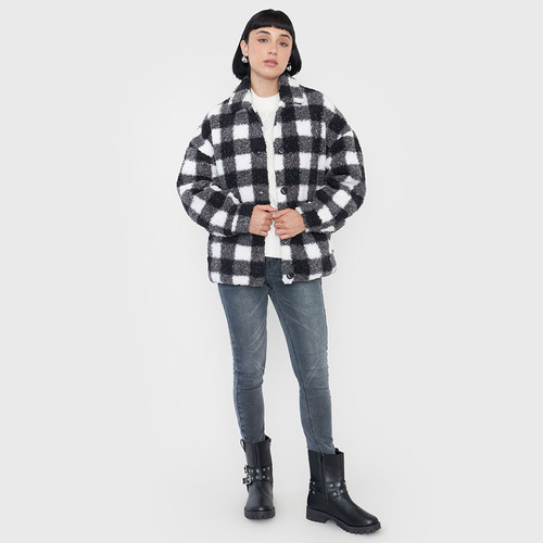 Chaqueta Mujer Negro Checks Corona