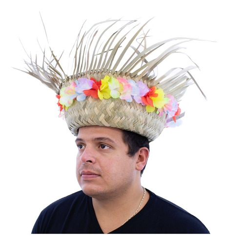 Sombrero Hawaiiano Con Flores Adulto