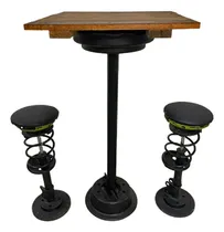 Comprar Mesa 110cm Y Sillas Vintage Con Materiales Automotrices