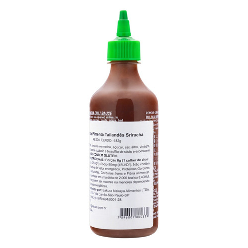 Imagem 3 de 4 de Molho Pimenta Tailandês Sriracha Sem Glúten 793ml Usa