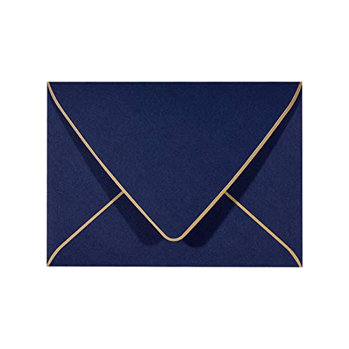 Sobres Para Invitacion 13x18cm Azul Oscuro Borde Dorado X 50