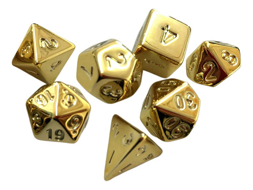 2 X 7x Dados De Varios Lados D4-d20 Juego De Dados Dorado
