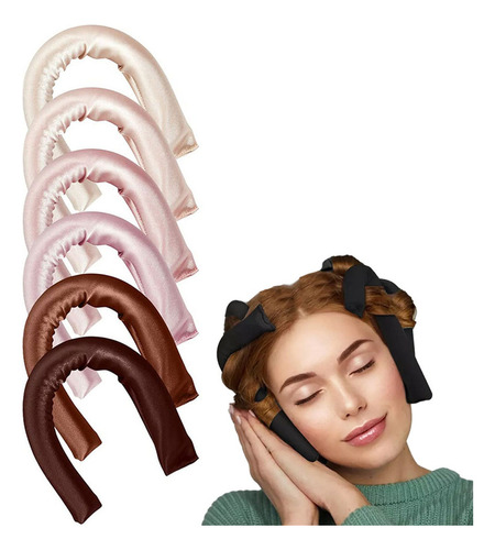 Modelador Cabelo Cachos Rod Cetim Sem Calor 6 Peças