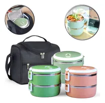 Comprar Marmita Térmica Inox Lancheira Adulto Com 2 Divisória 1400ml