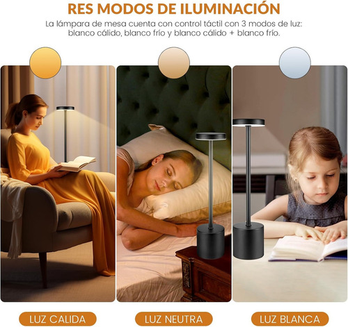 Lámpara De Mesa Recargable, Lámpara Inalámbrica Lampara Led