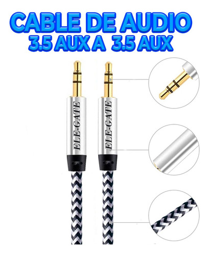Cable Audio Auxiliar 3.5mm Conector Estéreo Universal 1m