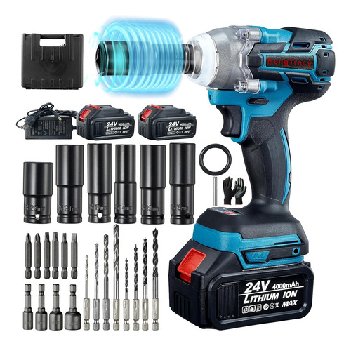 Juego De Llave De Impacto Inalámbrico De 24 V Con 2 Batería