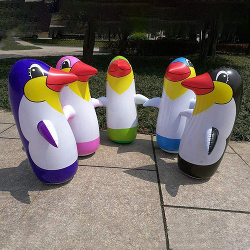 3pz Pingüino Grande 45cm Inflable Juguete Infantil Box Saco