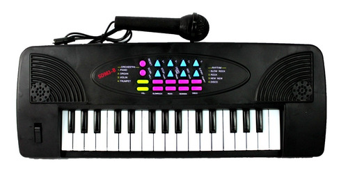Imagen 1 de 3 de Piano Grande Con Microfono Sonidos Luces Teclado Organo Niño
