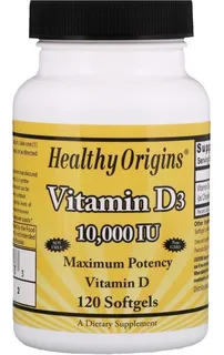 Vitamina D3 10000ui 120caps Healthy Origins Importada E U A