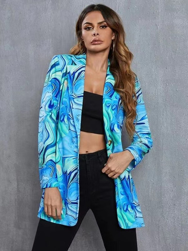 Chamarra De Mujer Tipo Blazer Holgada Con Un Solo Botón Y Es