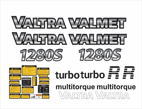 Adesivos Compatível Trator Valmet 1280s + Etiquetas R741 Cor PADRÃO