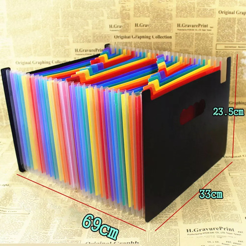 Expansão De Pastas De Arquivos Rainbow Color Accordion A4 24