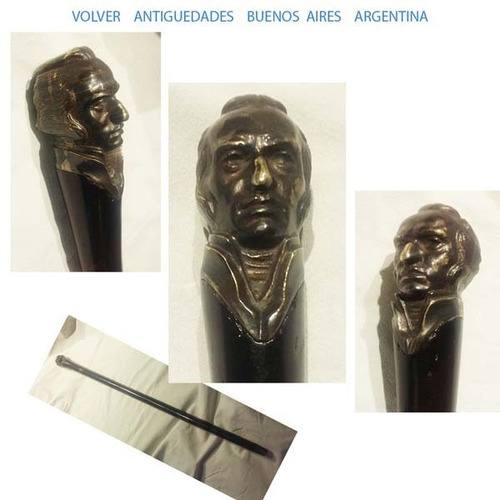 Uruguay Antiguo Bastón Bronce Cabeza De Artigas