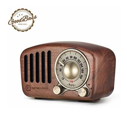 Altavoz Retro Bluetooth Radio Fm Madera Nogal Clasico Grave