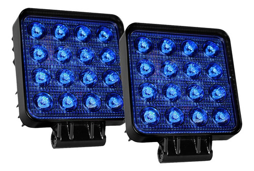 Par Farol De Milha 16 Led Lente Azul 48w Trator Pulverizador