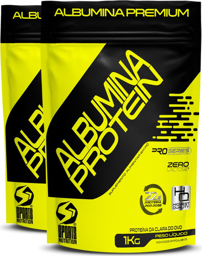 2 Unidades Da Sports Nutrition, Albumina Protein - 1kg - Alto Teor Proteíco - Sabor Morango