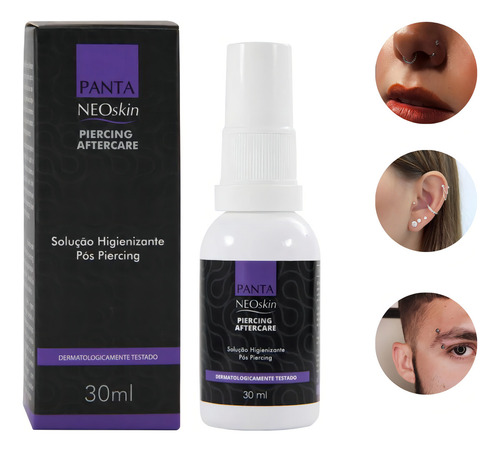 Kit 2 Cuidado Com O Piercing, Solução Para Limpeza E Higiene