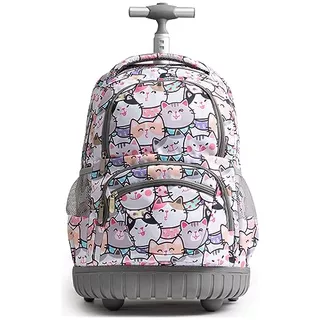 18 Inches Wheeled Rolling Backpack Multi-compartment Co...