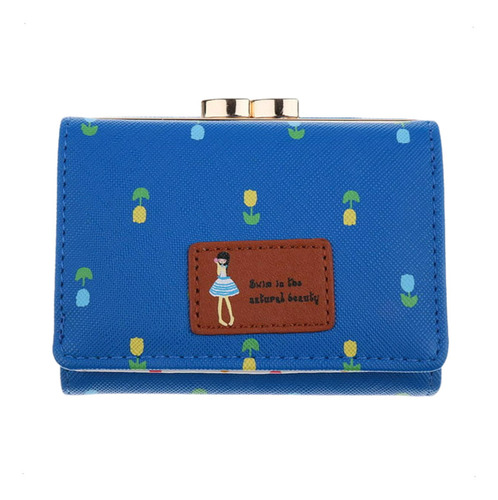 Billeteras De Mujer Wallet Monederos Mujer Tarjetero Color Azul Diseño De La Tela Floreado