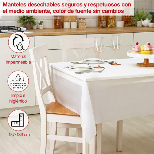 Manteles Desechables Blancos Para Fiesta Juego De 6 137x