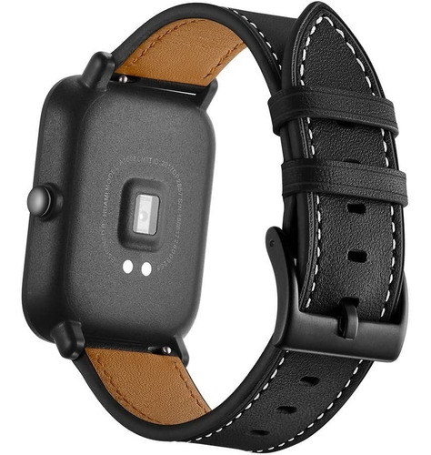 Pulseira Smartwatch Couro Active 1/2 Amazfit Bip Gts 1/2 Gtr Cor Preto Largura Da Pulseira 22 Mm