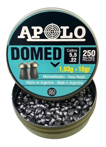 Postones Apolo Domed  5.5 Mm 16 Grains X250/ Armería Virtual