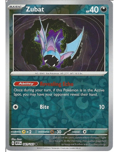 Zubat Reverse Holo 151  Pokemon Tcg+10 Cartas