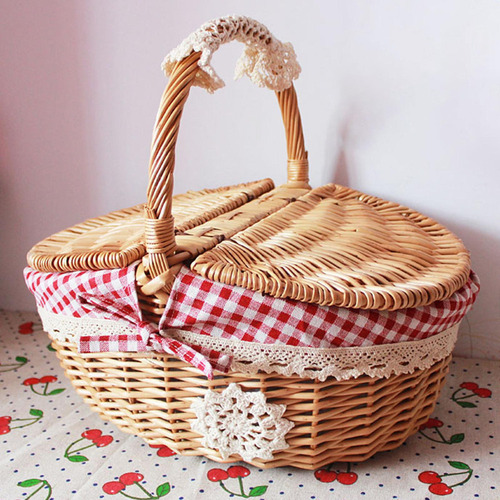 Xd . Cesta De Picnic De Mimbre Rústico Cesta Tejida De
