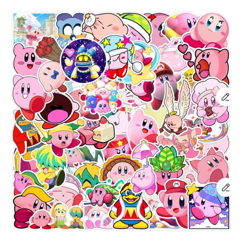 Kirby Mario Bros 50 Stickers Contra Agua Calcomanías