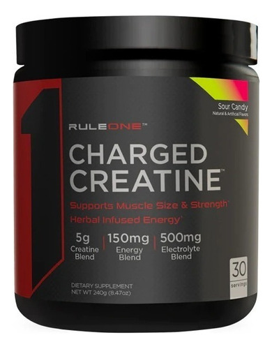 Rule 1 Creatina Charged / 3 Tipos De Creatina + Fuerza 30srv Sabor Sour Candy